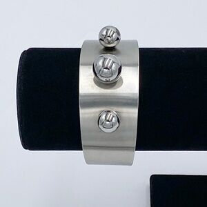 Silver Tone Modernist Cuff Bracelet Signed MADE IN ENGLAND